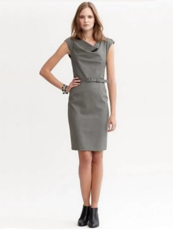 Banana Republic Dresses & Skirts - 2/$30 Banana Republic Houndstooth Belted Knee-length Sheath Dress Gray 10 #A2417